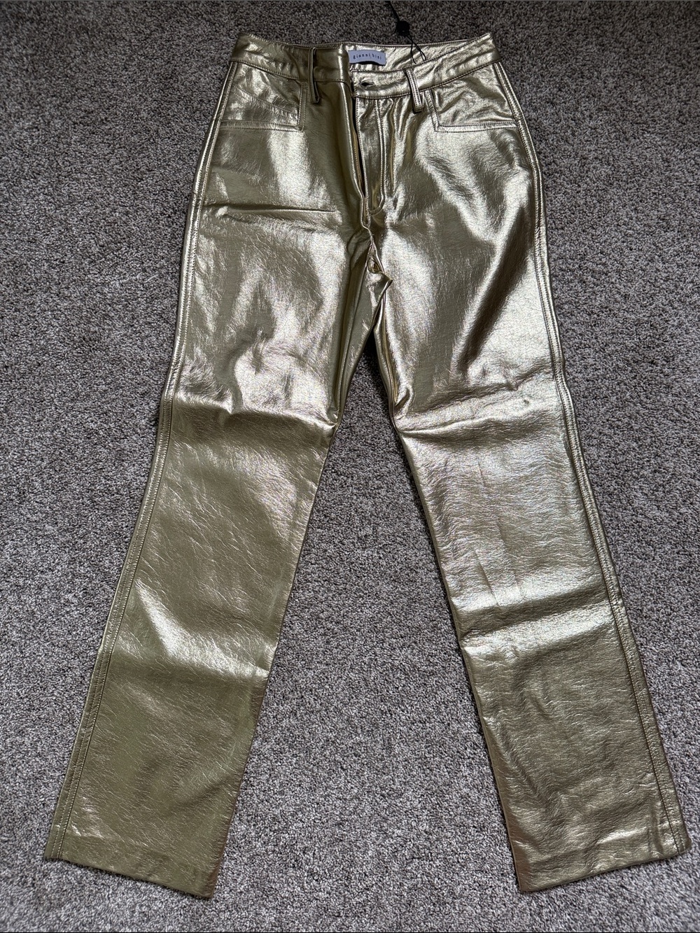Gianni Bini Metallic Olive Straight-Leg Pants